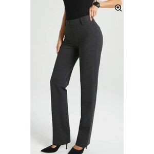 Betabrand Pants Womens Medium Petite Gray Classic Dress Yoga Stretch‎ Comfort